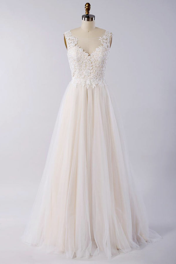 Bmbride Appliques Tulle A-line Wedding Dress