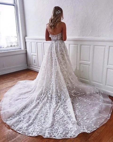 Bmbride Floor length Lace Sweetheart A-line Wedding Dress