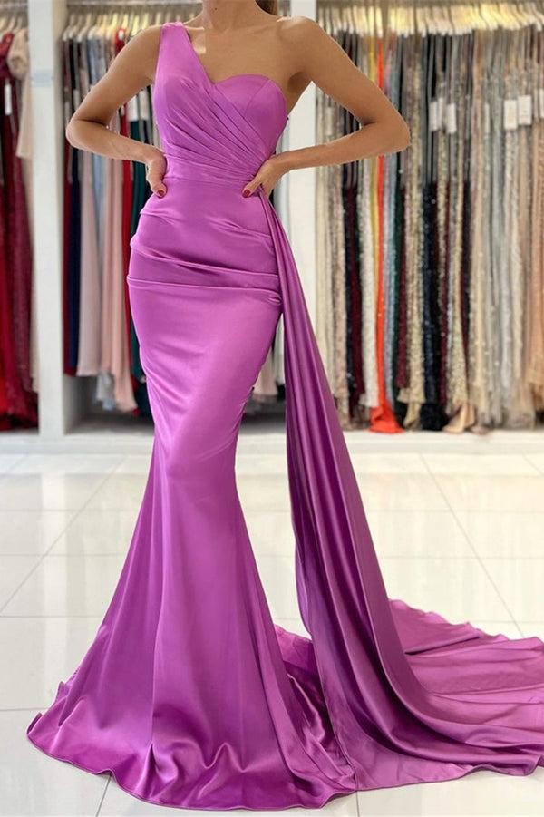 One-Shoulder Mermaid Prom Dress With Ruffles