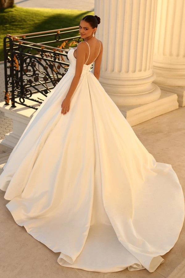 Bmbride A-line Strapless Satin Backless Wedding Dress