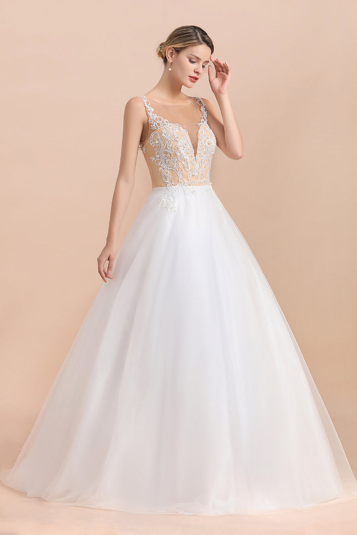 Bmbride Illusion Lace Tulle A-line Wedding Dress