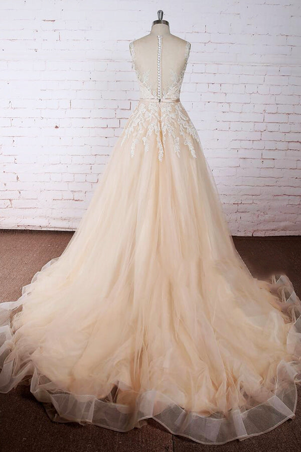 Bmbride Elegant Appliques Tulle A-line Wedding Dress