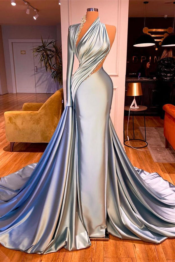 One-Shoulder Long Sleeves Evening Dress Mermaid With Beadings