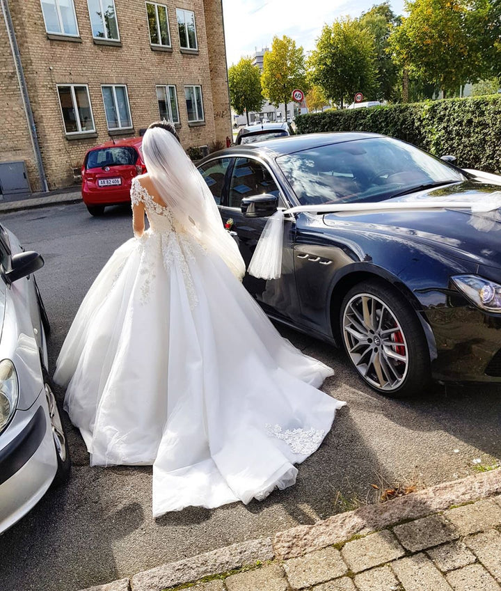 Bmbride A-line Off-the-shoulder Long Sleeves Wedding Dress