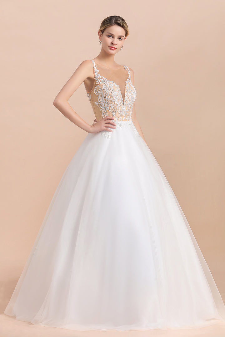 Bmbride Illusion Lace Tulle A-line Wedding Dress