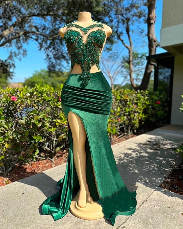 Dark Green Sweetheart Lace Mermaid Prom Dress