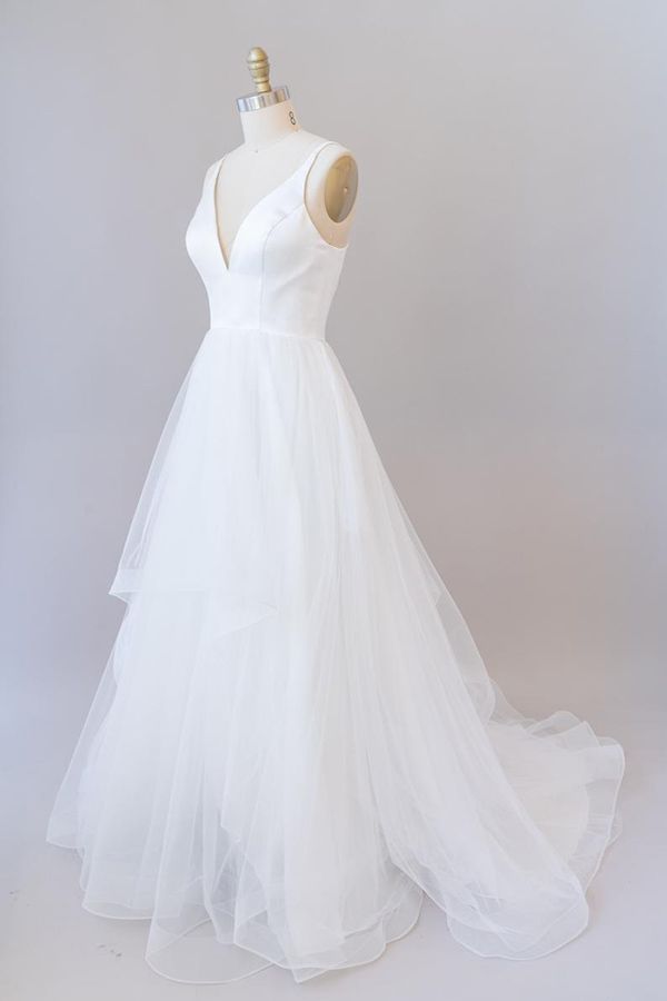 Bmbride Gorgeous V-neck Tulle A-line Bridal Gown