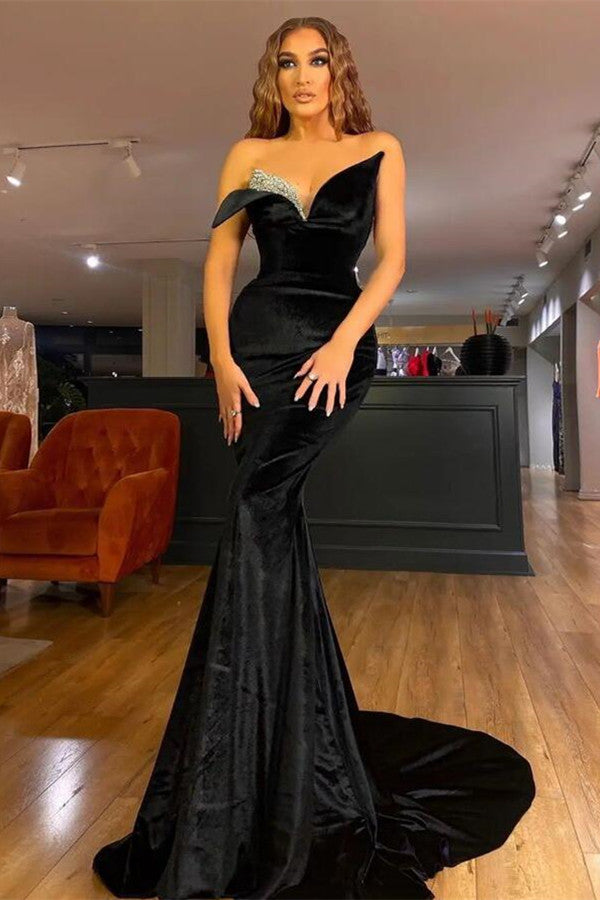 Long Mermaid Prom Dress with Elegant Black V Neck