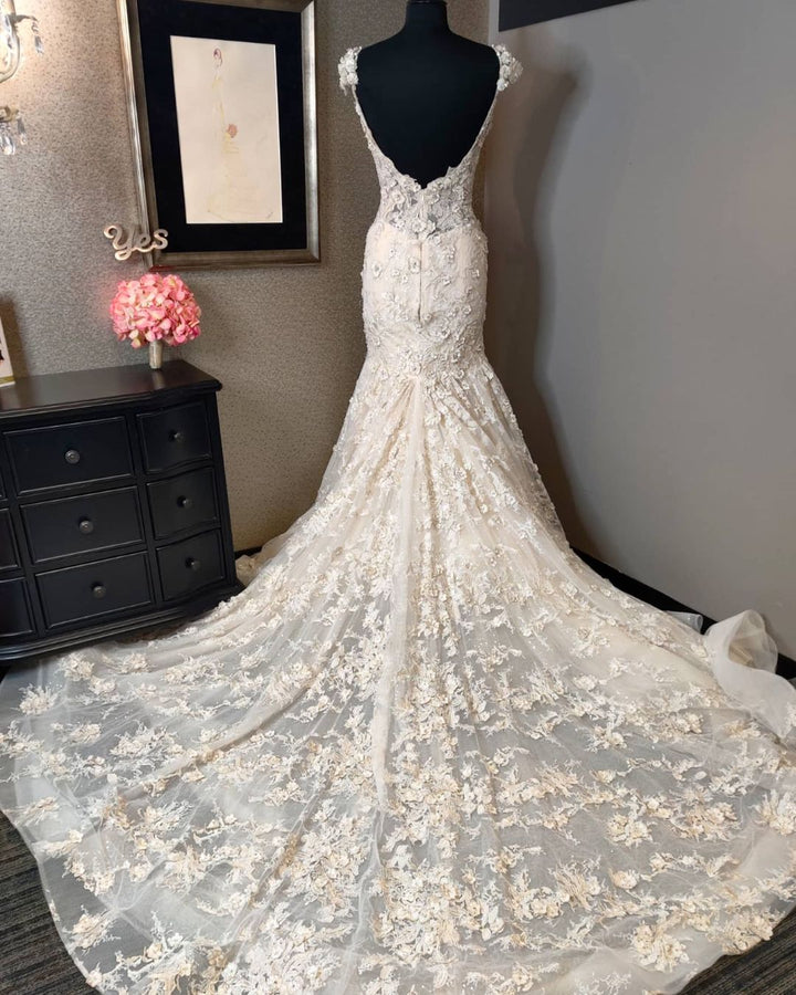 Bmbride Luxury Mermaid Sweetheart Backless Lace Wedding Dress