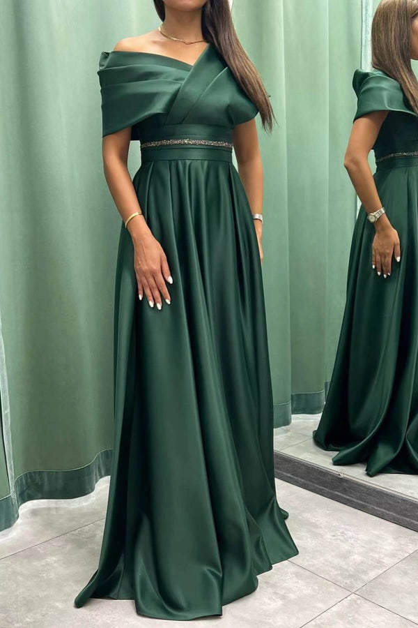 Off-the-Shoulder Long Evening Dress Pleated Sale