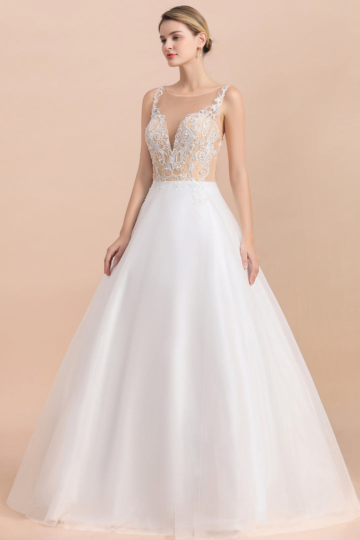 Bmbride Illusion Lace Tulle A-line Wedding Dress