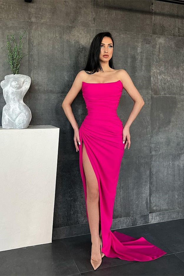 Mermaid Long Evening Dress With Split - Strapless