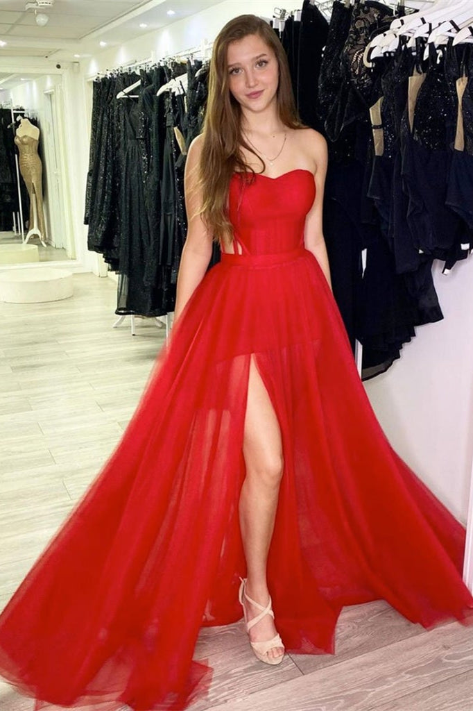 Red Evening Dress With Split