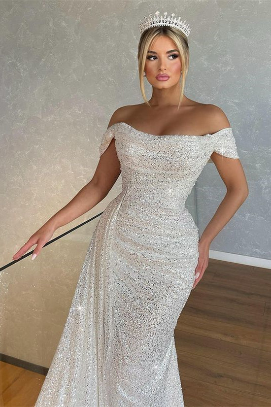 Off-The-Shoulder Strapless Mermaid Prom Dress With Sequins