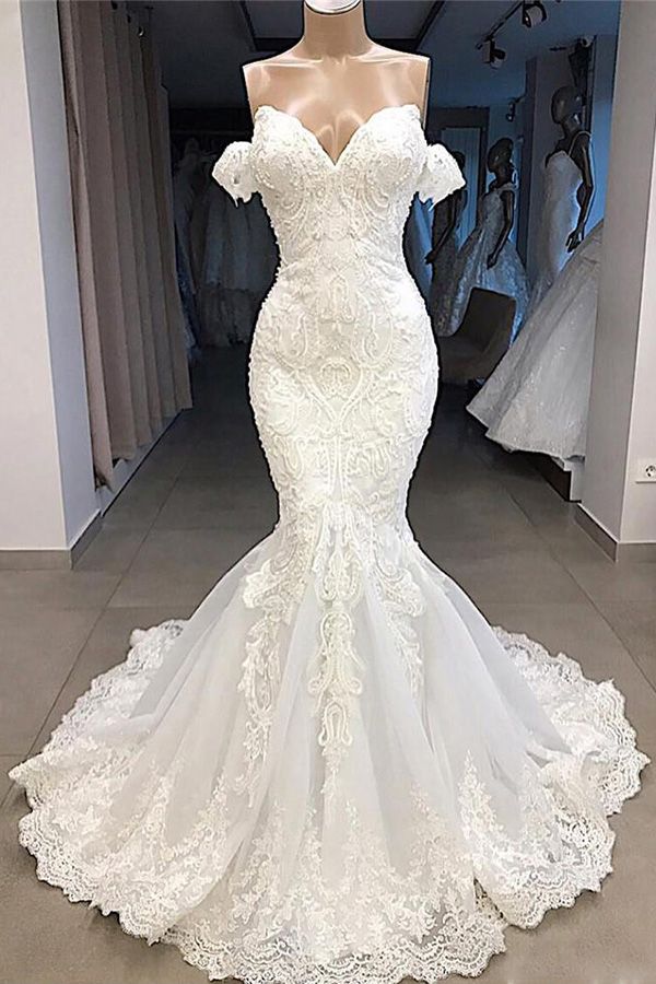 Bmbride Sweetheart Appliqued Mermaid Wedding Dress
