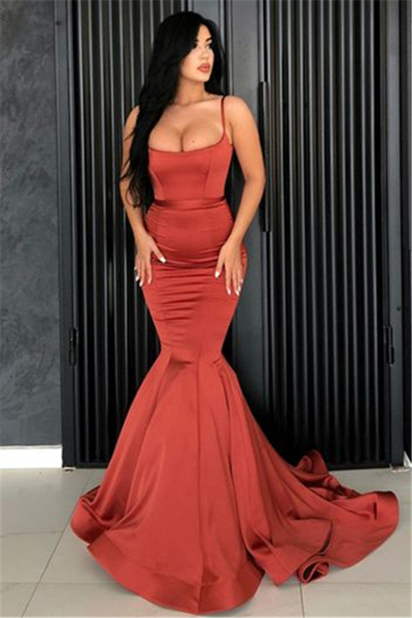 Long Mermaid Prom Dress in Burnt Orange