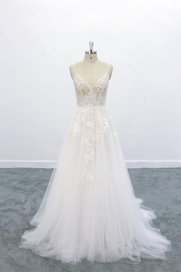 Bmbride Elegant Appliques Tulle A-line Bridal Gown