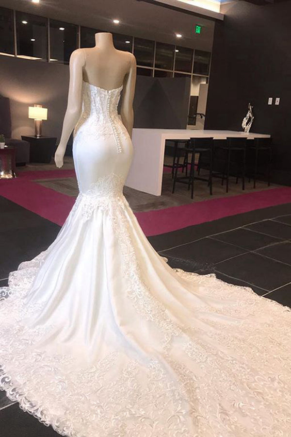 Bmbride Luxurious Sweetheart Appliques Mermaid Bridal Gown