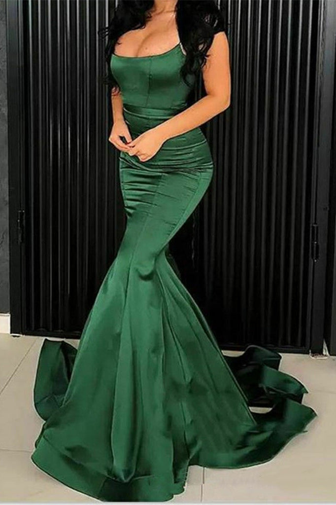 Mermaid Evening Dress with Green Spaghetti Straps