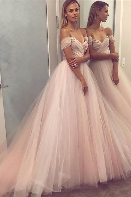 Off Shoulder Tulle Prom Dress