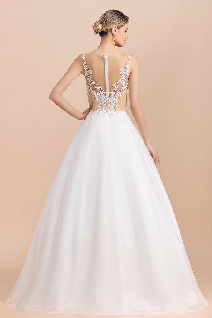 Bmbride Illusion Lace Tulle A-line Wedding Dress