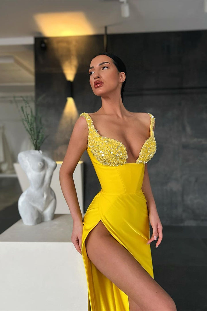 Yellow Sequins Straps Mermaid Prom Dress With Slit


Yellow Sequins Mermaid Prom Dress With Slit