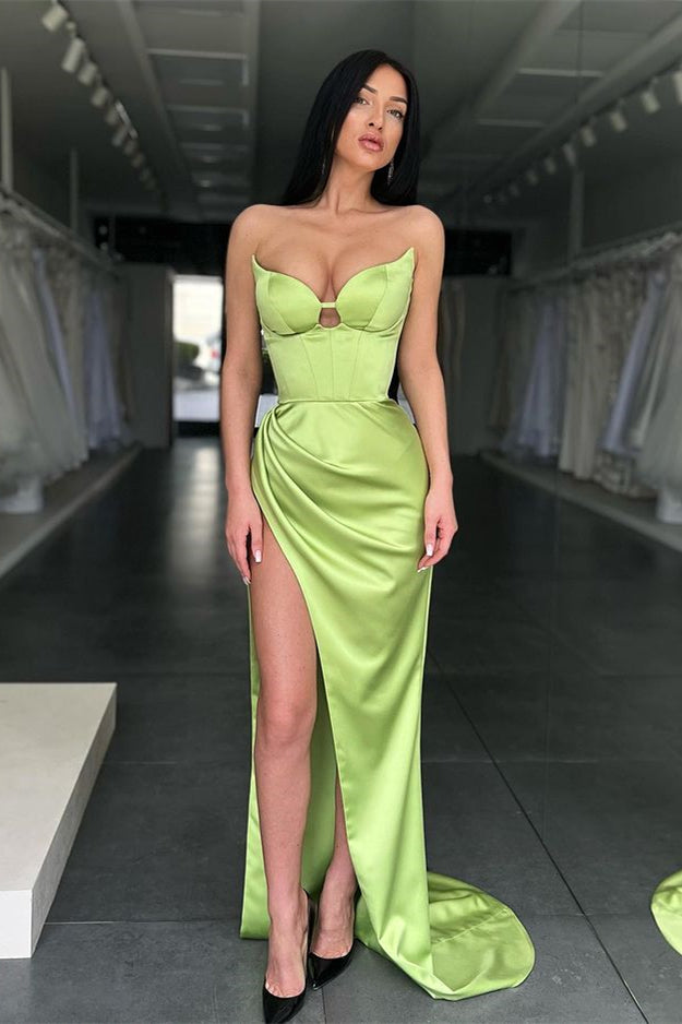 Sweetheart Mermaid Evening Dress With Split in Light Green