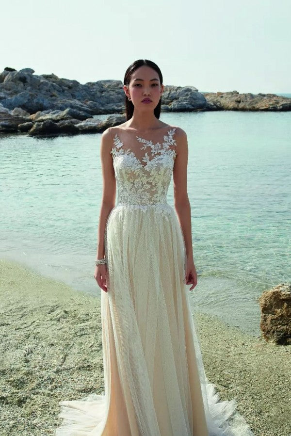 Bmbride Sweetheart Lace Chiffon Boho Wedding Dress