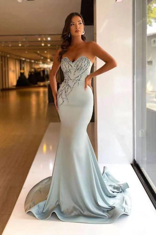 Sweetheart Long Prom Dress Mermaid With Beads