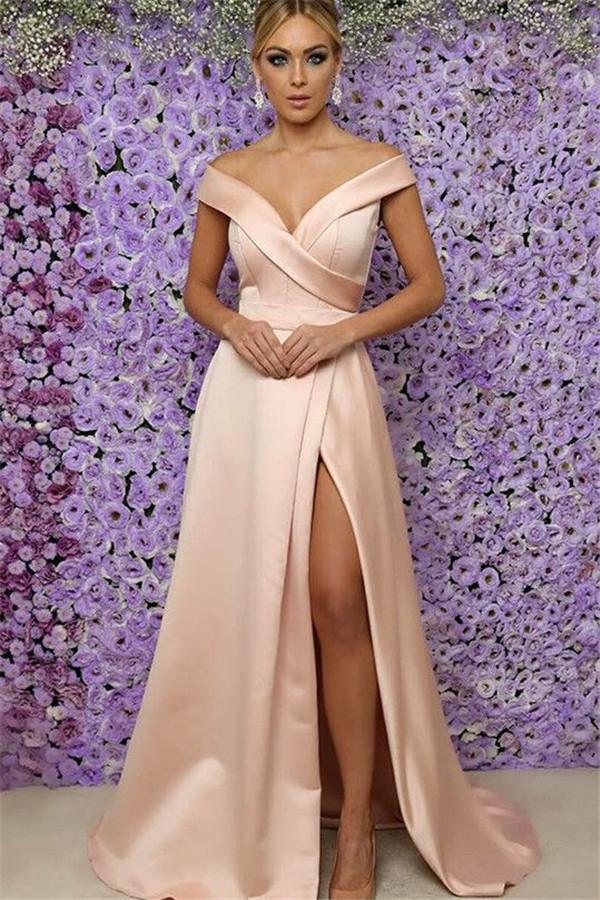 Off-Shoulder Prom Dress With Split