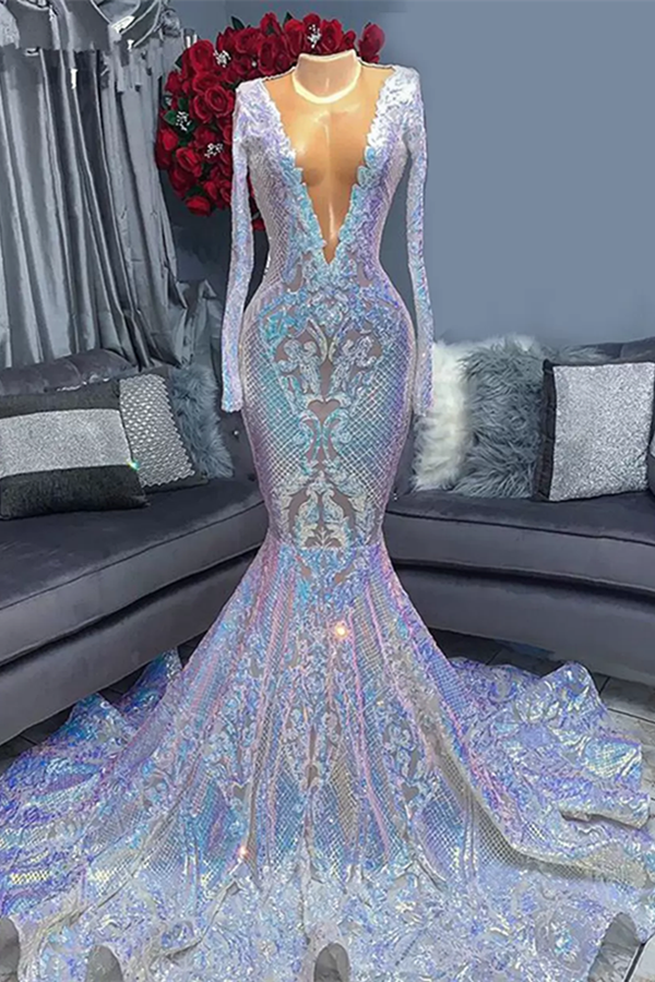 On Sale: Long Sleeves Mermaid Sequins Prom Dress