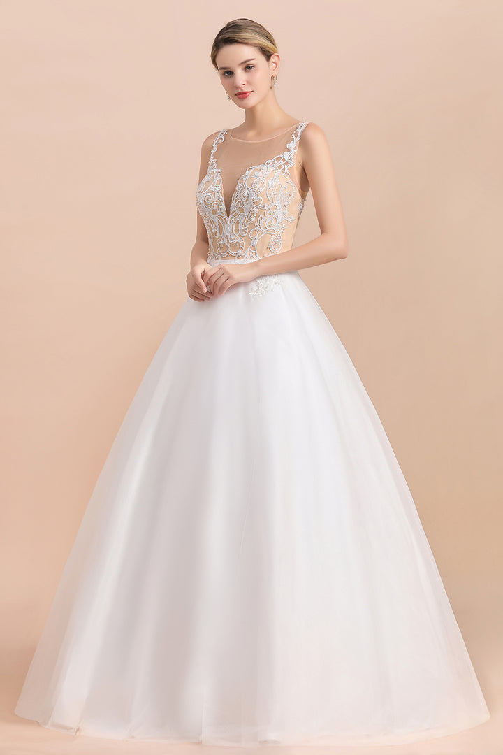 Bmbride Illusion Lace Tulle A-line Wedding Dress