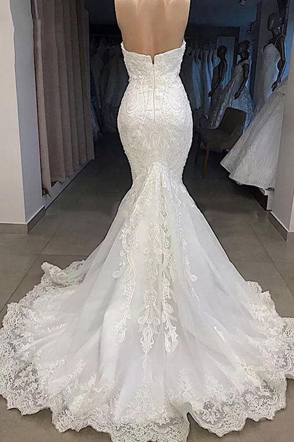 Bmbride Sweetheart Appliqued Mermaid Wedding Dress