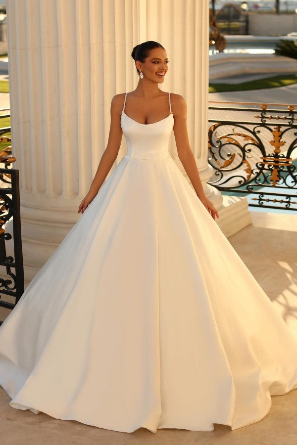 Bmbride A-line Strapless Satin Backless Wedding Dress