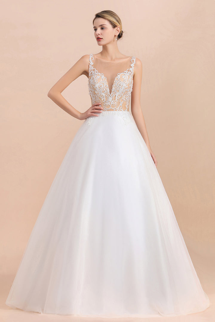 Bmbride Illusion Lace Tulle A-line Wedding Dress