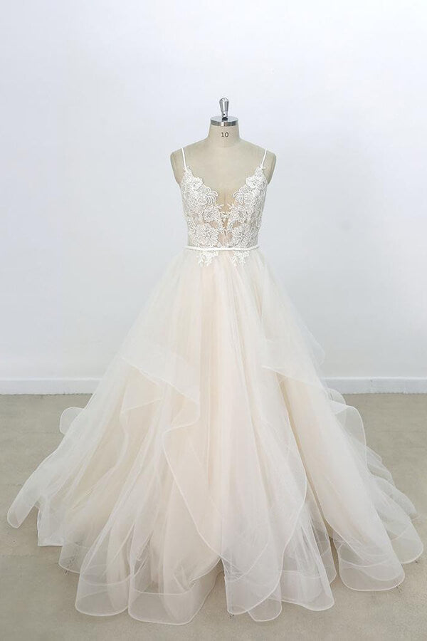 Bmbride Eye-catching Appliques Tulle A-line Bridal Gown