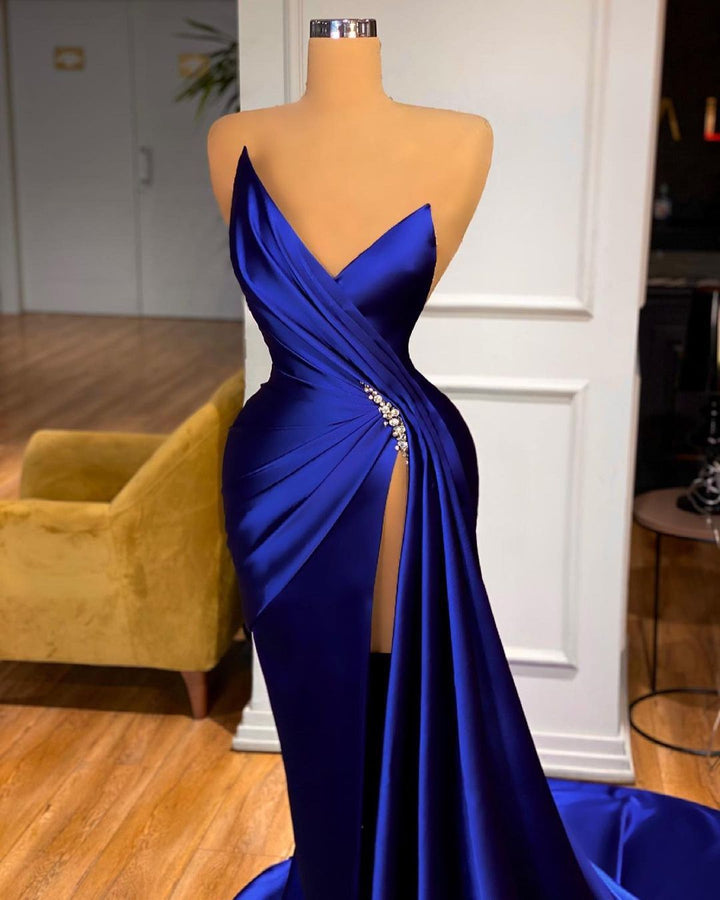 Sweetheart Prom Dress with Split in Royal Blue