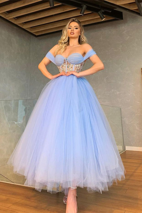 Off-the-Shoulder Prom Dress Sweetheart Crystal