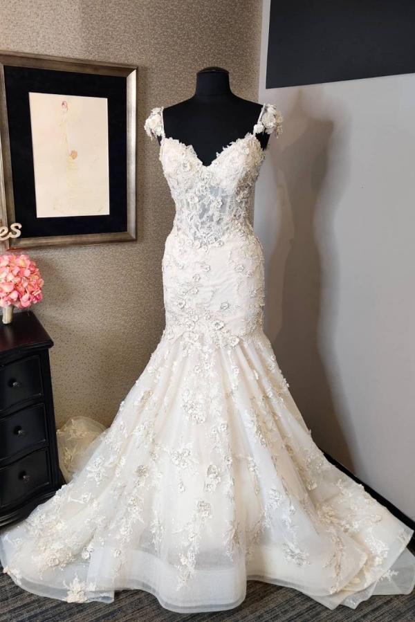 Bmbride Luxury Mermaid Sweetheart Backless Lace Wedding Dress