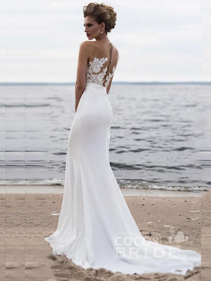 Bmbride Elegant Appliques Lace Mermaid Bridal Gowns