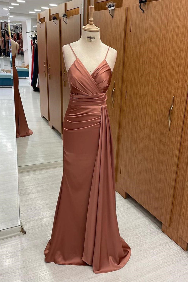 On-Sale Elegant V-Neck Spaghetti-Straps Mermaid Evening Dress