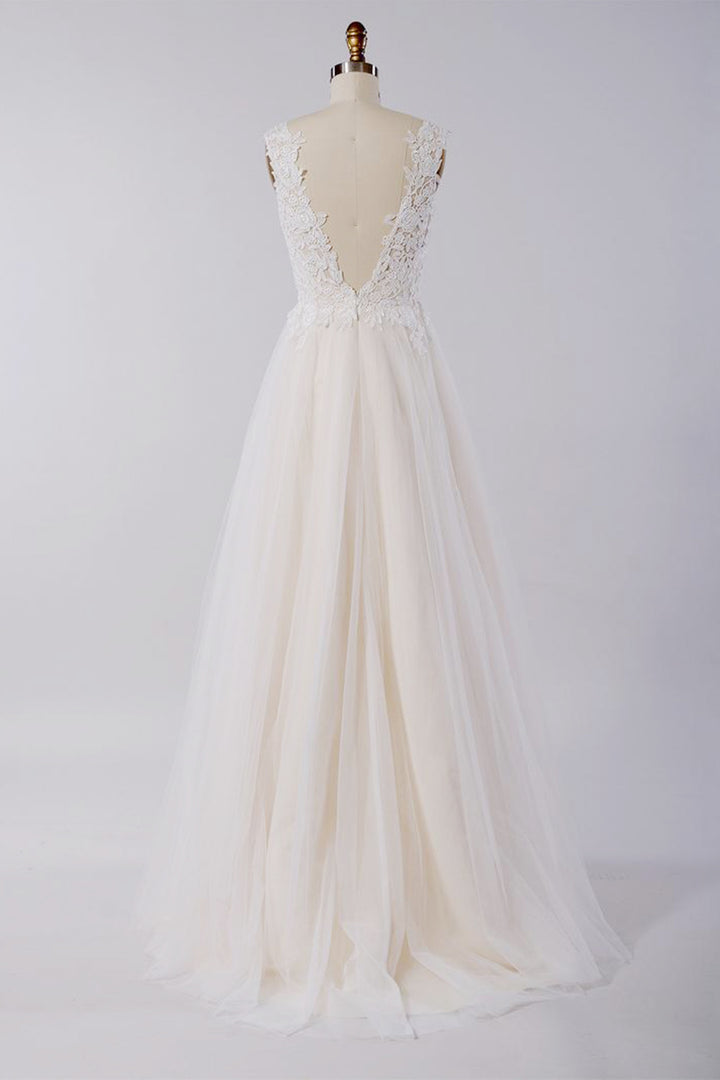 Bmbride Appliques Tulle A-line Wedding Dress