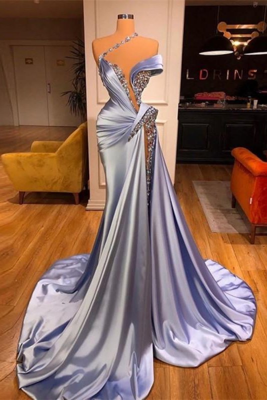 Off-Shoulder Mermaid Prom Dress Long Beadings Split