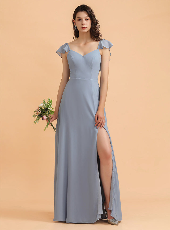 A-Line Chiffon Sweetheart Sleeveless Floor-Length Dress-koscy