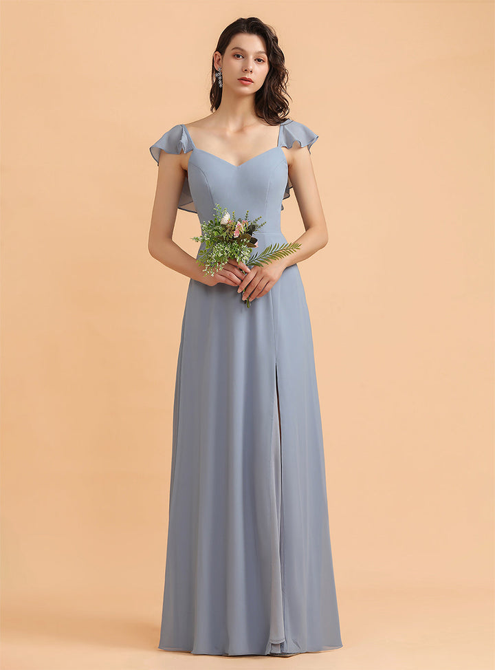 A-Line Chiffon Sweetheart Sleeveless Floor-Length Dress-koscy