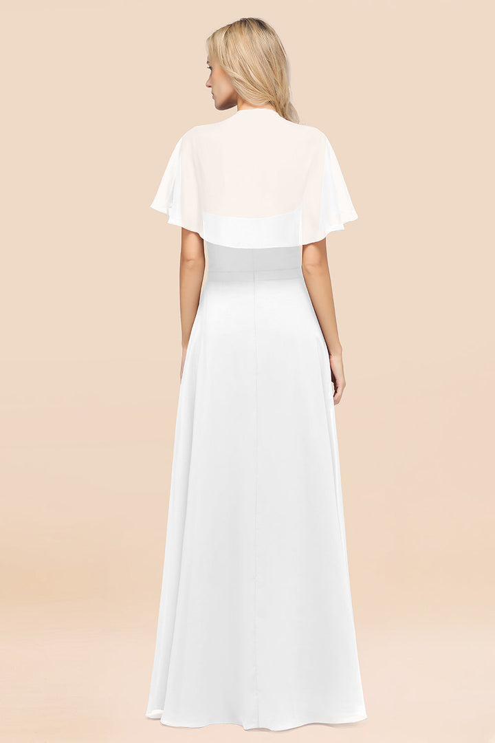 A-line Flutter Sleeve Chiffon Floor-Length Dress-koscy