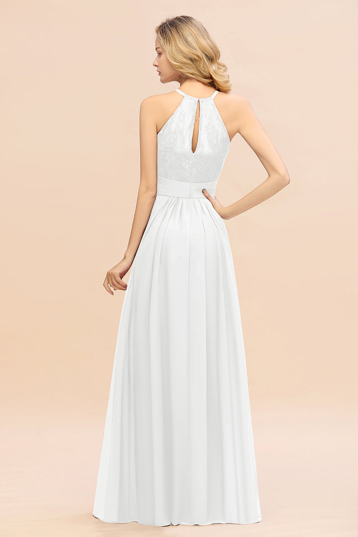 A-Line Halter Ruffles Sleeveless Floor-Length Dress-koscy