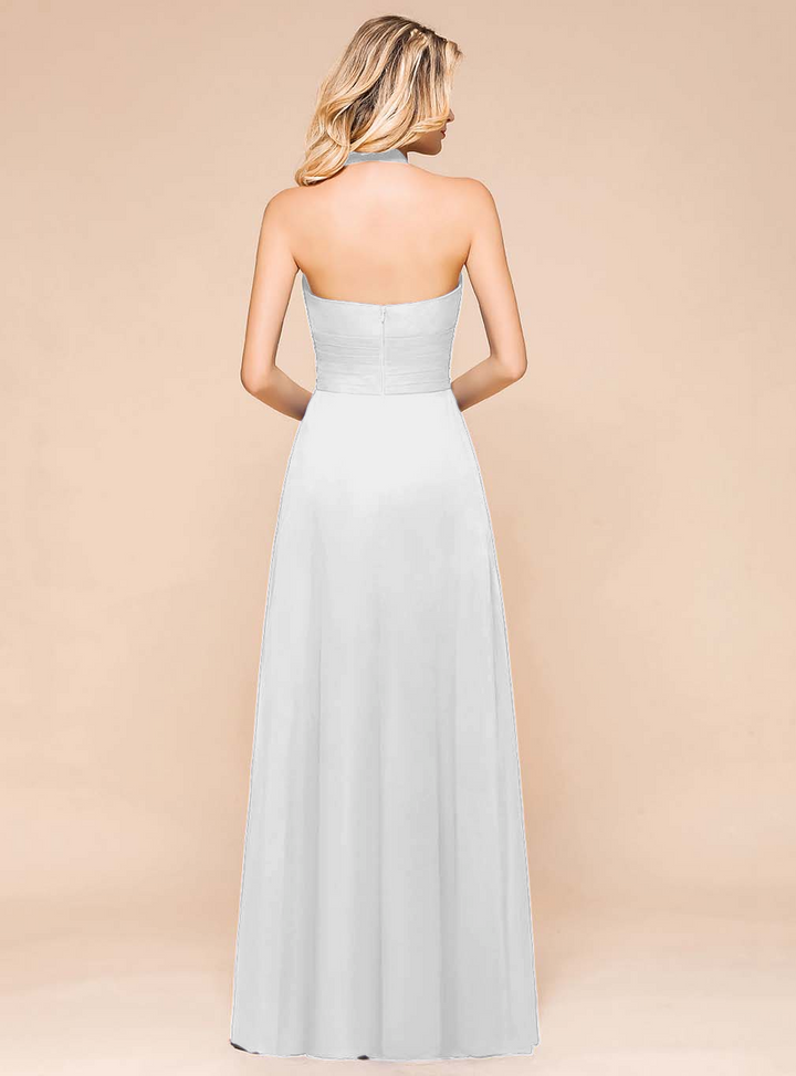 A-Line Halter Sleeveless Floor-Length Dress-koscy