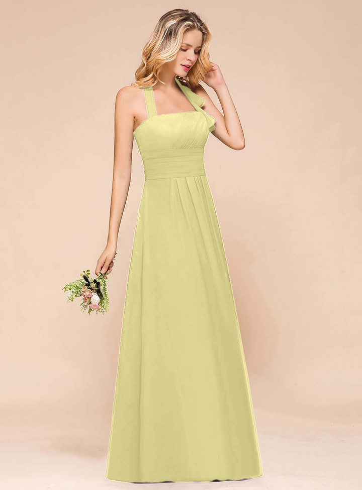 A-Line Halter Sleeveless Floor-Length Dress-koscy