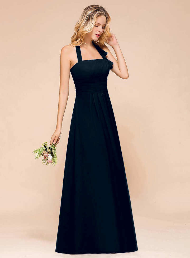 A-Line Halter Sleeveless Floor-Length Dress-koscy